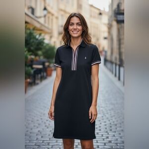 Fior Da Liso sz small navy pink polo equestrian dress front zip